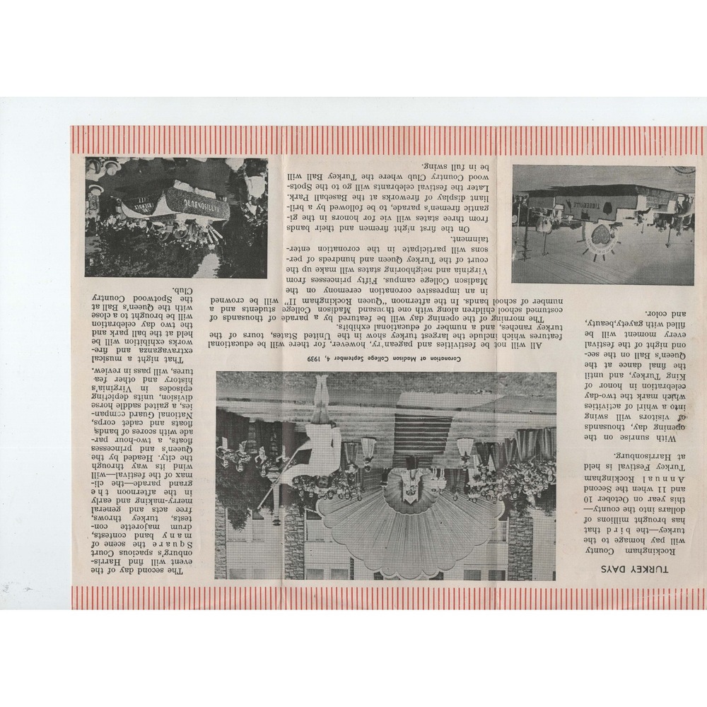 1940 Rockingham National Turkey Festival Program Harrisonburg Virginia VG- - Picture 3 of 3